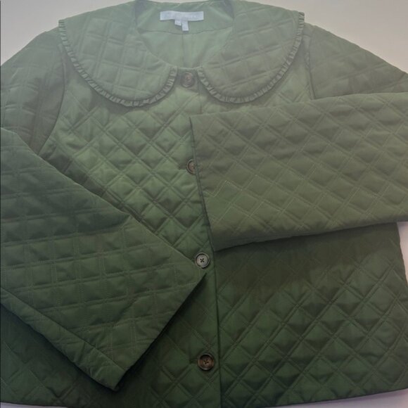 Hill House The Blake jacket leaf green Peter Pan collar neutral wide sleeve XXL - Picture 13 of 16